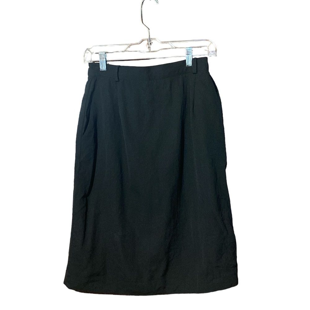 Vintage Susan Bristol Black 100% Wool Straight Pencil Skirt